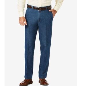 Haggar dad jeans pants men's 40x27.5 blue denim comfort waist retro